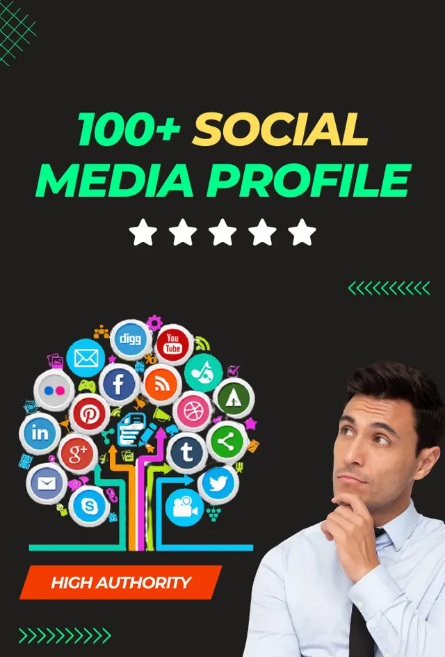 Create 100 social media profile for brand creation Backlinks Deepak M