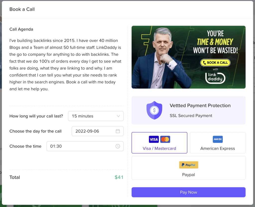 consulting call with vettted marketer