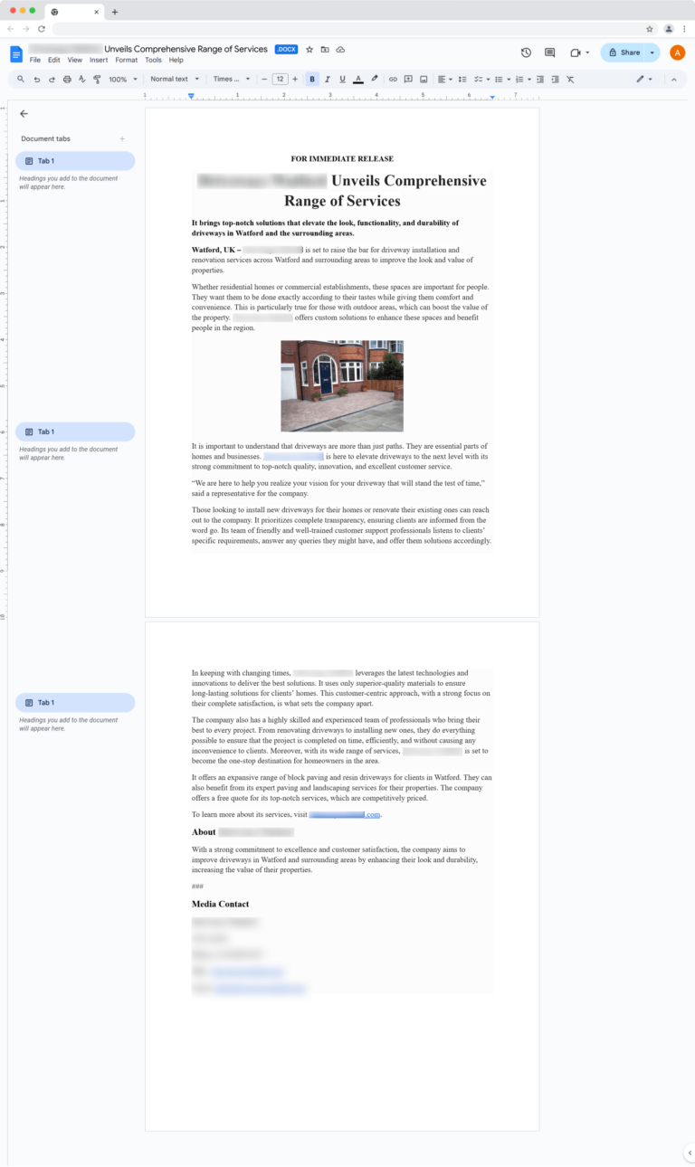Press Release Writing Sample New