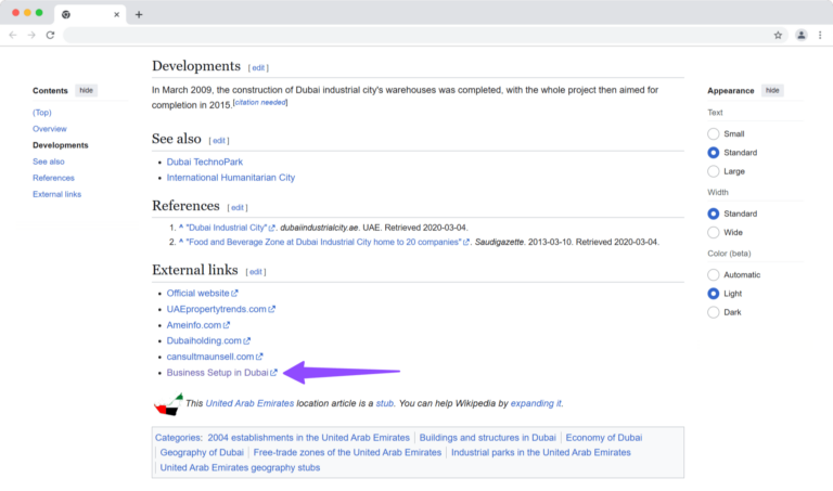 Wikipedia Backlink Sample