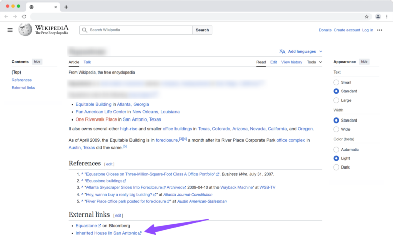 Wikipedia Link Sample